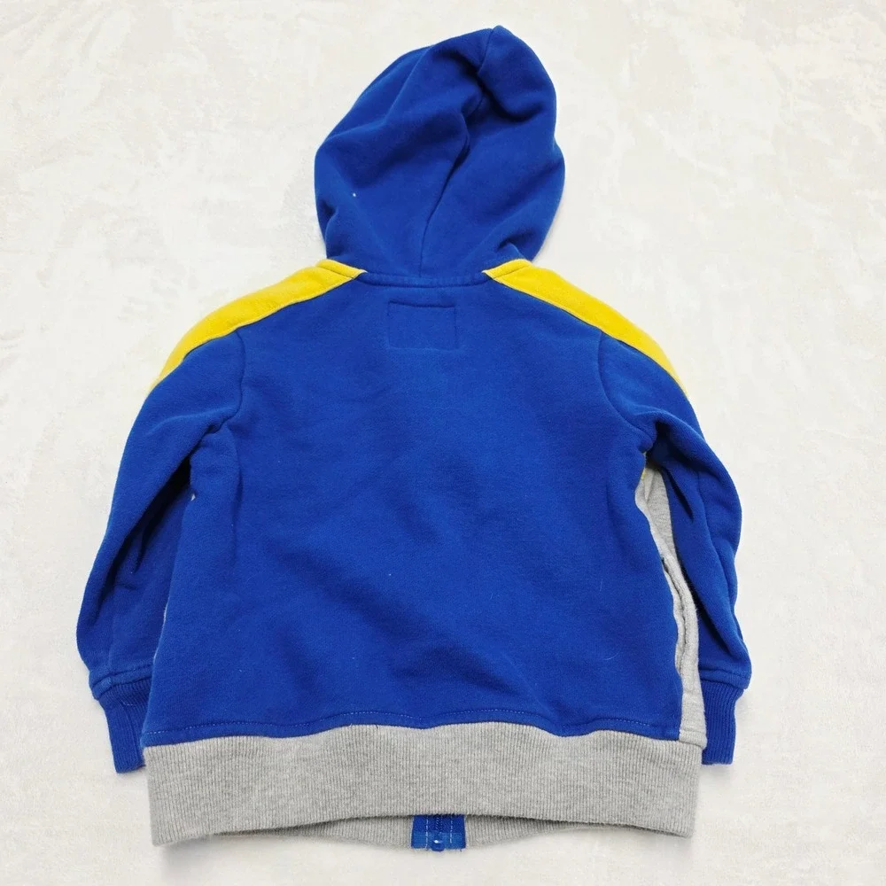 OshKosh B'gosh‎ Kids Toddler 2T Zip Up Hoodie Blue Yellow Gray Color Block